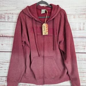 Outer Banks NC Maroon Sweater Jacket M Zip Up Hooded Pockets Fade Cozy Warm NWT